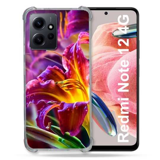 Coque Renforcée En Verre Trempé Pour Xiaomi Redmi Note 12 4G Fleur Lys Color