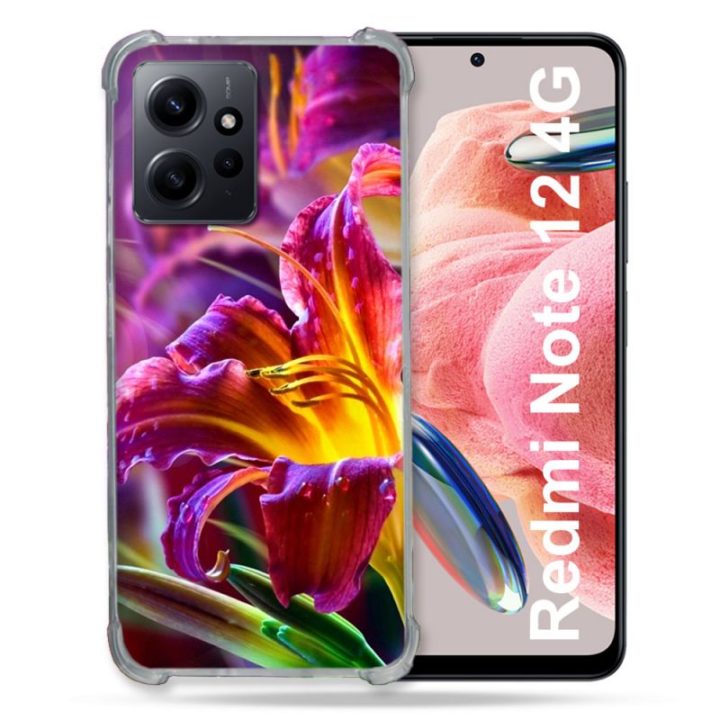 Coque Renforcée En Verre Trempé Pour Xiaomi Redmi Note 12 4G Fleur Lys Color