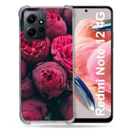 Coque Renforcée En Verre Trempé Pour Xiaomi Redmi Note 12 4G Fleur Pivoine