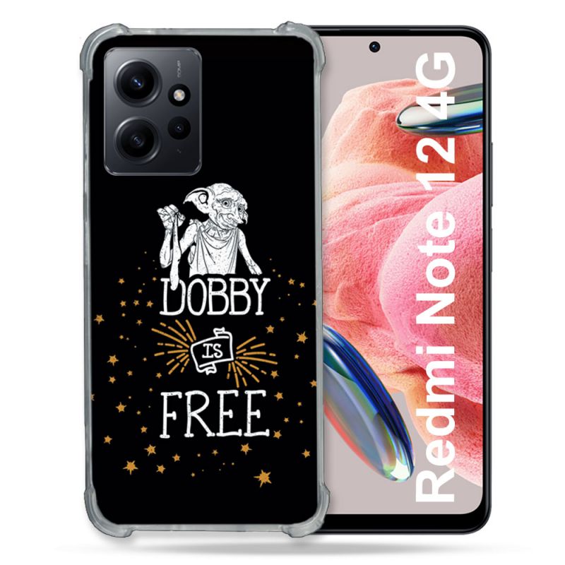 Coque Renforcée En Verre Trempé Pour Xiaomi Redmi Note 12 4G Harry Potter Dobby Free Noir