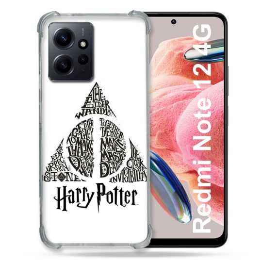 Coque Renforcée En Verre Trempé Pour Xiaomi Redmi Note 12 4G Harry Potter Hollows triangle Blanc
