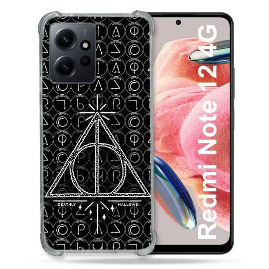 Coque Renforcée En Verre Trempé Pour Xiaomi Redmi Note 12 4G Harry Potter Hollows Triangle Noir
