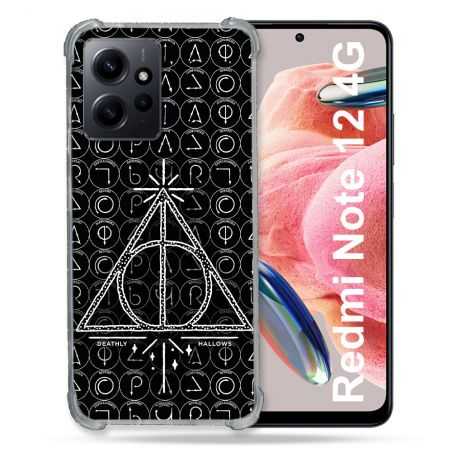 Coque Renforcée En Verre Trempé Pour Xiaomi Redmi Note 12 4G Harry Potter Hollows Triangle Noir