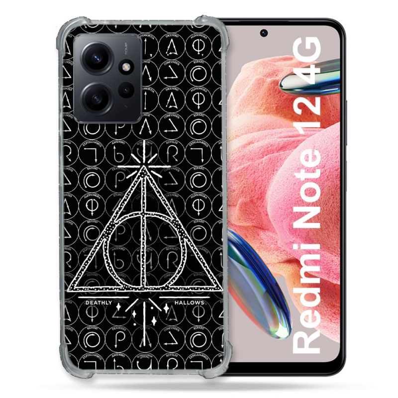 Coque Renforcée En Verre Trempé Pour Xiaomi Redmi Note 12 4G Harry Potter Hollows Triangle Noir