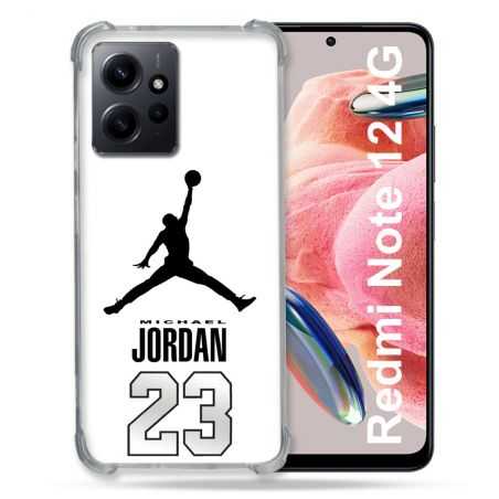 Coque Renforcée En Verre Trempé Pour Xiaomi Redmi Note 12 4G Jordan 23 Blanc