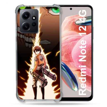 Coque Renforcée En Verre Trempé Pour Xiaomi Redmi Note 12 4G Manga Attaque Titans Eren Eclair