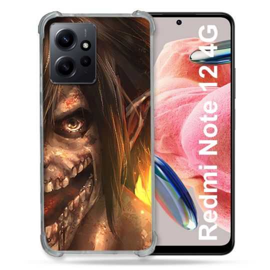 Coque Renforcée En Verre Trempé Pour Xiaomi Redmi Note 12 4G Manga Attaque Titans Eren Titan
