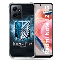 Coque Renforcée En Verre Trempé Pour Xiaomi Redmi Note 12 4G Manga Attaque Titans Noir