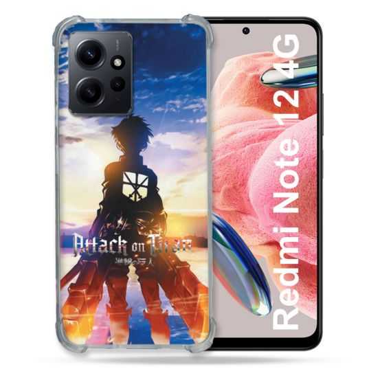 Coque Renforcée En Verre Trempé Pour Xiaomi Redmi Note 12 4G Manga Attaque Titans Soleil