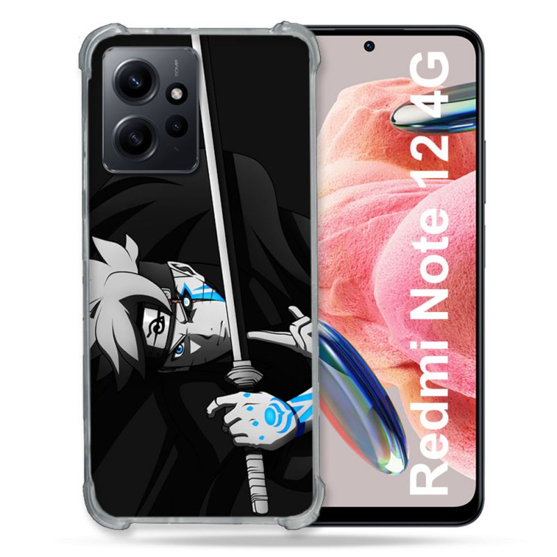 Coque Renforcée En Verre Trempé Pour Xiaomi Redmi Note 12 4G Manga Boruto Epée