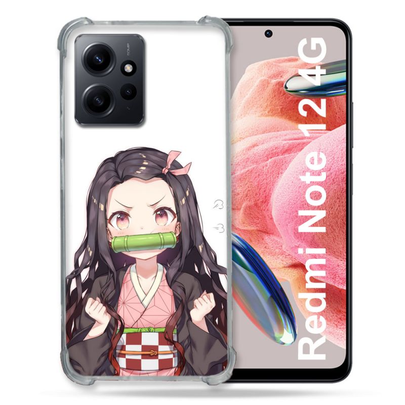 Coque Renforcée En Verre Trempé Pour Xiaomi Redmi Note 12 4G Manga Demon Slayer Nezuko