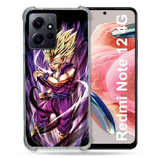 Coque Renforcée En Verre Trempé Pour Xiaomi Redmi Note 12 4G Manga Dragon Ball Sangohan Violet