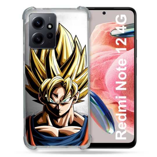 Coque Renforcée En Verre Trempé Pour Xiaomi Redmi Note 12 4G Manga Dragon Ball Sangoku Portrait