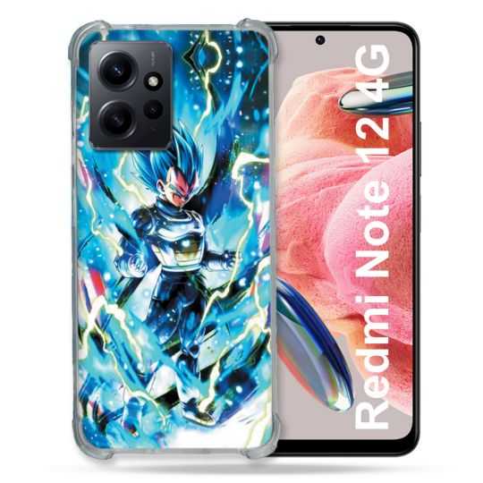 Coque Renforcée En Verre Trempé Pour Xiaomi Redmi Note 12 4G Manga Dragon Ball Vegeta Bleu