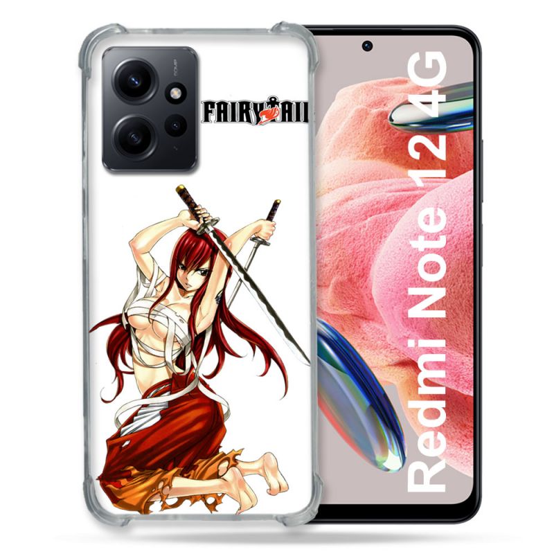 Coque Renforcée En Verre Trempé Pour Xiaomi Redmi Note 12 4G Manga Fairy Tail Erza