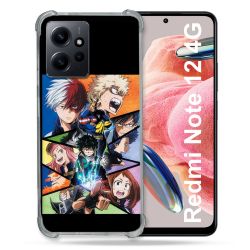 Coque Renforcée En Verre Trempé Pour Xiaomi Redmi Note 12 4G Manga My Hero Academia Noir
