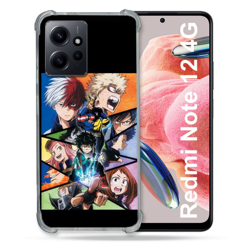 Coque Renforcée En Verre Trempé Pour Xiaomi Redmi Note 12 4G Manga My Hero Academia Noir