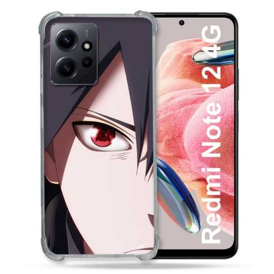 Coque Renforcée En Verre Trempé Pour Xiaomi Redmi Note 12 4G Manga Naruto Sasuke visage