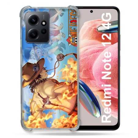 Coque Renforcée En Verre Trempé Pour Xiaomi Redmi Note 12 4G Manga One Piece Ace Color