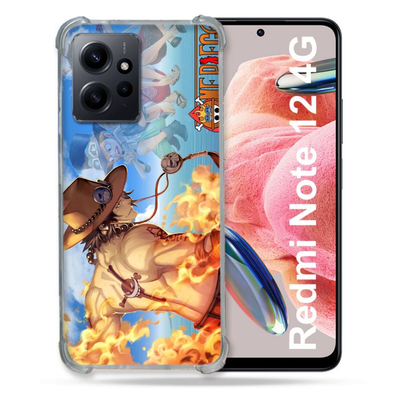 Coque Renforcée En Verre Trempé Pour Xiaomi Redmi Note 12 4G Manga One Piece Ace Color