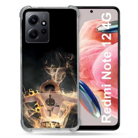 Coque Renforcée En Verre Trempé Pour Xiaomi Redmi Note 12 4G Manga One Piece Ace Noir
