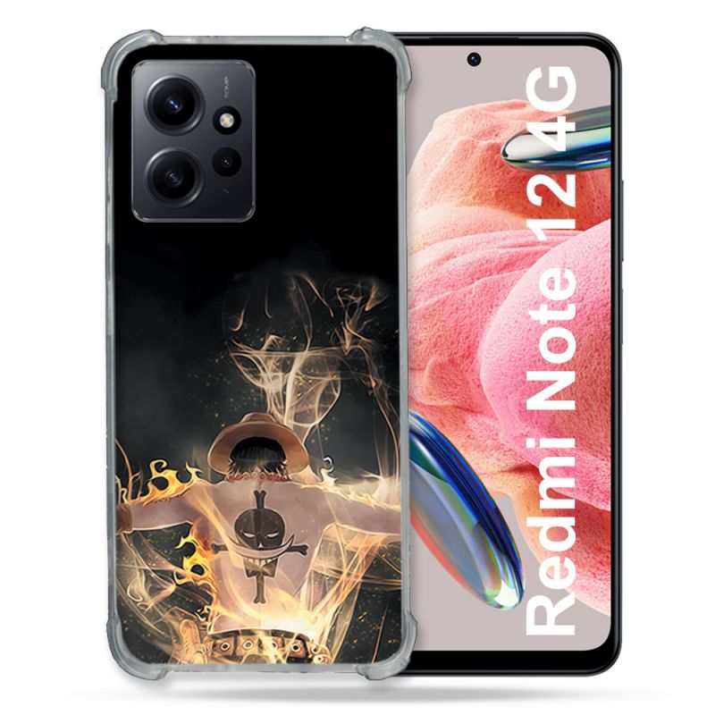 Coque Renforcée En Verre Trempé Pour Xiaomi Redmi Note 12 4G Manga One Piece Ace Noir