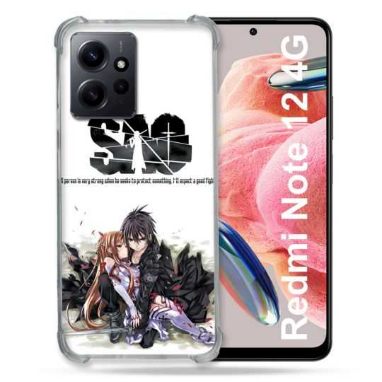 Coque Renforcée En Verre Trempé Pour Xiaomi Redmi Note 12 4G Manga SAO sword Art Online Blanc