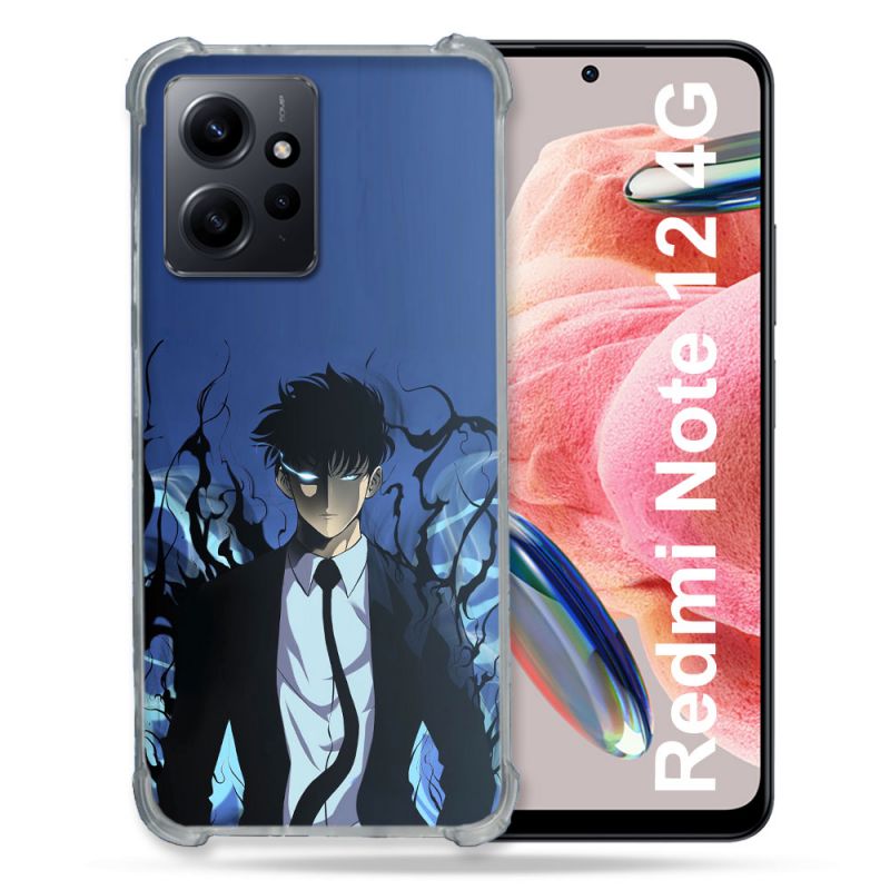 Coque Renforcée En Verre Trempé Pour Xiaomi Redmi Note 12 4G Manga Solo Leveling Sung Bleu