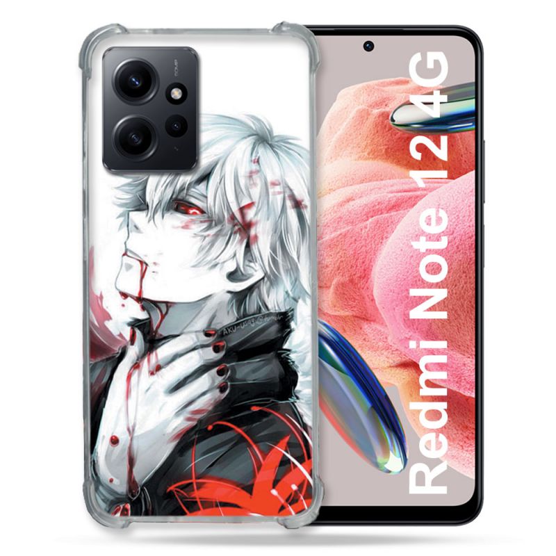 Coque Renforcée En Verre Trempé Pour Xiaomi Redmi Note 12 4G Manga Tokyo Ghoul Kaneki Blanc
