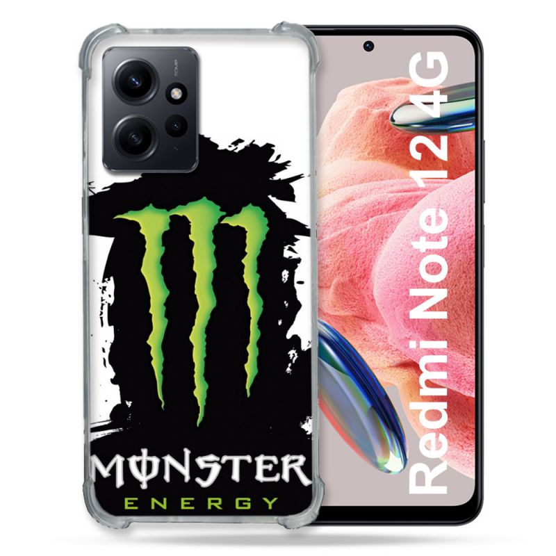 Coque Renforcée En Verre Trempé Pour Xiaomi Redmi Note 12 4G Monster Energy Tache