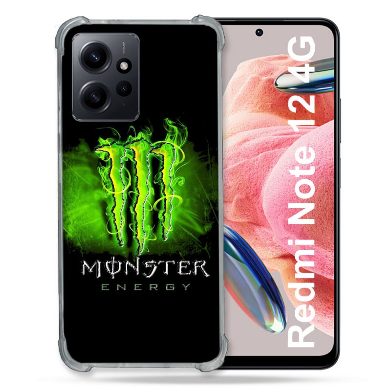 Coque Renforcée En Verre Trempé Pour Xiaomi Redmi Note 12 4G Monster Energy Vert