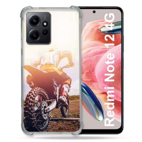 Coque Renforcée En Verre Trempé Pour Xiaomi Redmi Note 12 4G Moto Cross Soleil