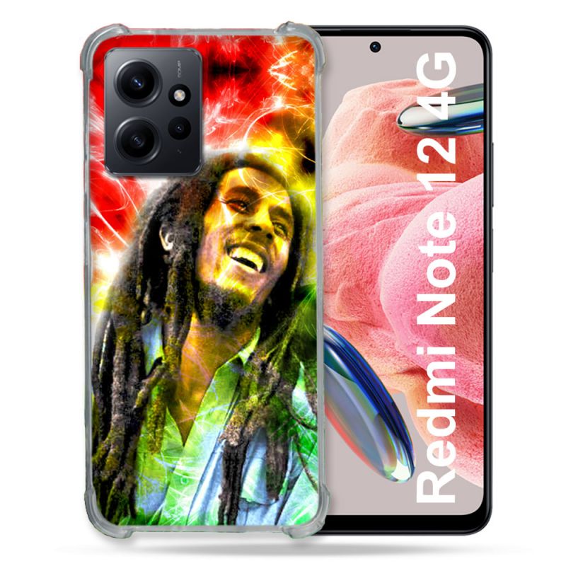 Coque Renforcée En Verre Trempé Pour Xiaomi Redmi Note 12 4G Musique Bob Marley Color
