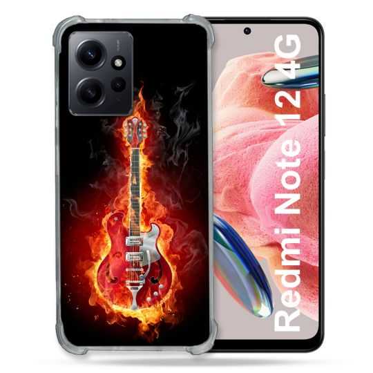 Coque Renforcée En Verre Trempé Pour Xiaomi Redmi Note 12 4G Musique Guitare Electrique
