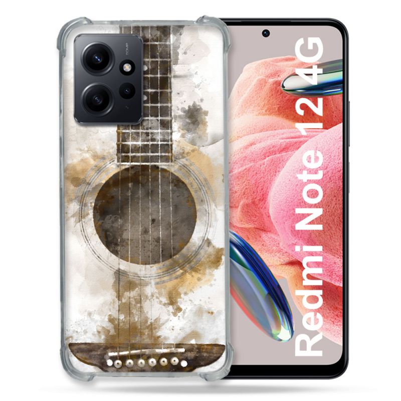 Coque Renforcée En Verre Trempé Pour Xiaomi Redmi Note 12 4G Musique Guitare Tag