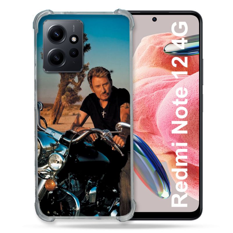 Coque Renforcée En Verre Trempé Pour Xiaomi Redmi Note 12 4G Musique Johnny Hallyday Moto