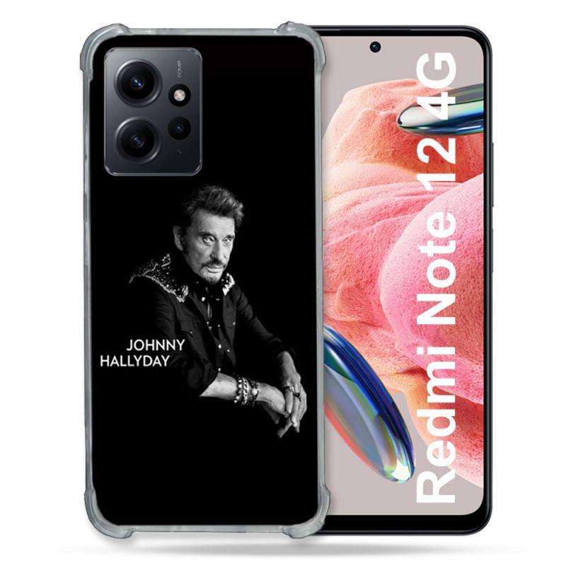 Coque Renforcée En Verre Trempé Pour Xiaomi Redmi Note 12 4G Musique Johnny Hallyday Noir