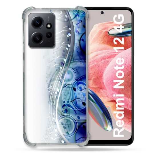 Coque Renforcée En Verre Trempé Pour Xiaomi Redmi Note 12 4G Musique Partition Vague