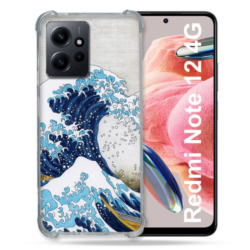 Coque Renforcée En Verre Trempé Pour Xiaomi Redmi Note 12 4G Peinture La Grande Vague