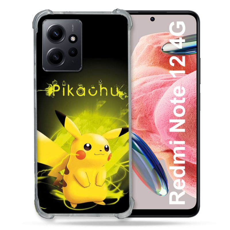 Coque Renforcée En Verre Trempé Pour Xiaomi Redmi Note 12 4G Pokemon Pikachu Eclair