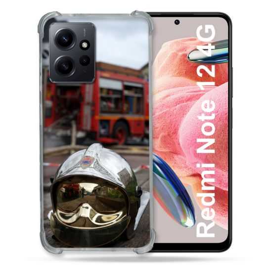 Coque Renforcée En Verre Trempé Pour Xiaomi Redmi Note 12 4G Pompier Casque Camion