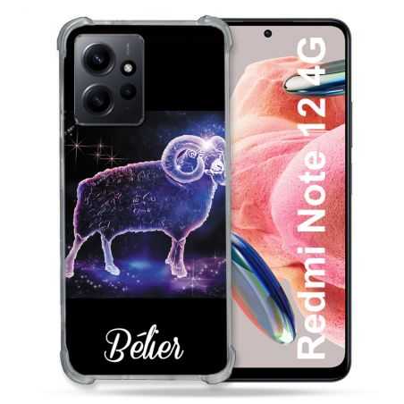 Coque Renforcée En Verre Trempé Pour Xiaomi Redmi Note 12 4G Signe Zodiaque 2 Bélier