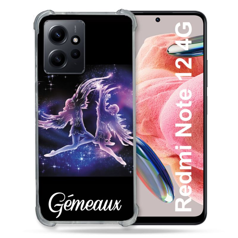 Coque Renforcée En Verre Trempé Pour Xiaomi Redmi Note 12 4G Signe Zodiaque 2 Gémeaux