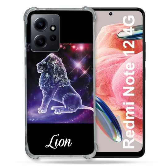 Coque Renforcée En Verre Trempé Pour Xiaomi Redmi Note 12 4G Signe Zodiaque 2 Lion