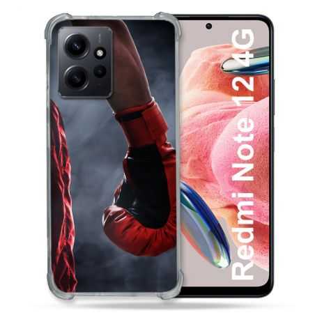 Coque Renforcée En Verre Trempé Pour Xiaomi Redmi Note 12 4G Sport Boxe Gant Rouge