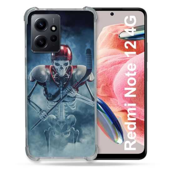 Coque Renforcée En Verre Trempé Pour Xiaomi Redmi Note 12 4G Sport Hockey Squelette