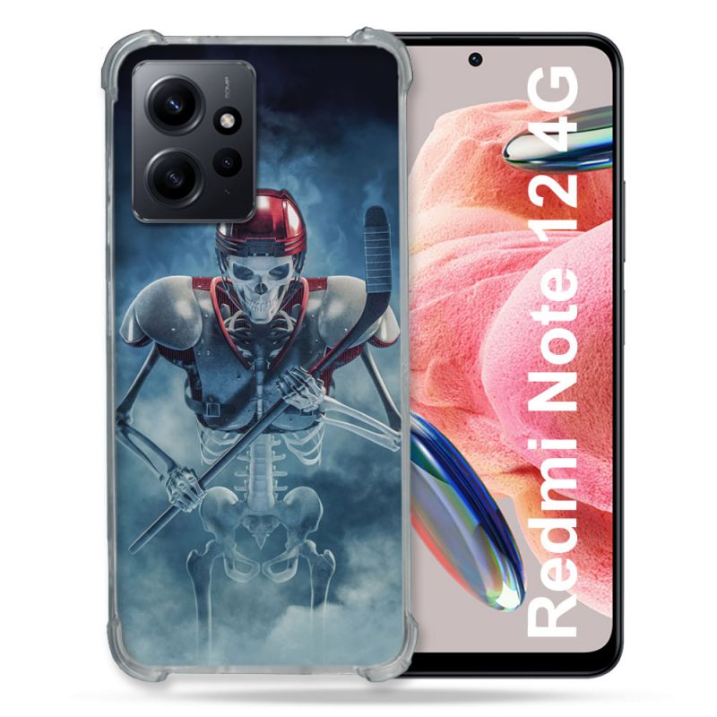 Coque Renforcée En Verre Trempé Pour Xiaomi Redmi Note 12 4G Sport Hockey Squelette
