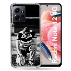 Coque Renforcée En Verre Trempé Pour Xiaomi Redmi Note 12 4G Sport Rugby Noir Blanc