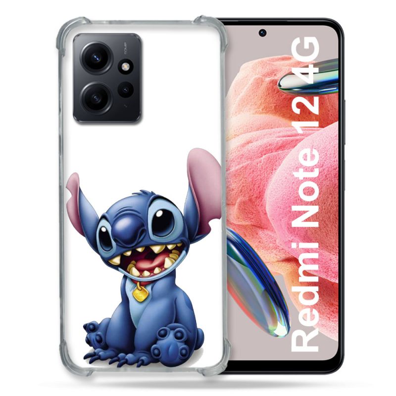 Coque Renforcée En Verre Trempé Pour Xiaomi Redmi Note 12 4G Stitch Blanc