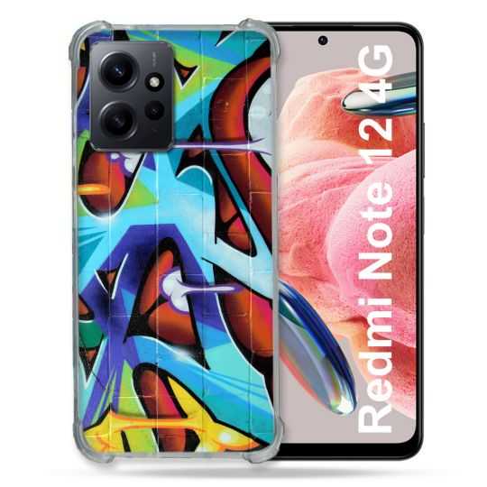 Coque Renforcée En Verre Trempé Pour Xiaomi Redmi Note 12 4G Street Art Graf Color